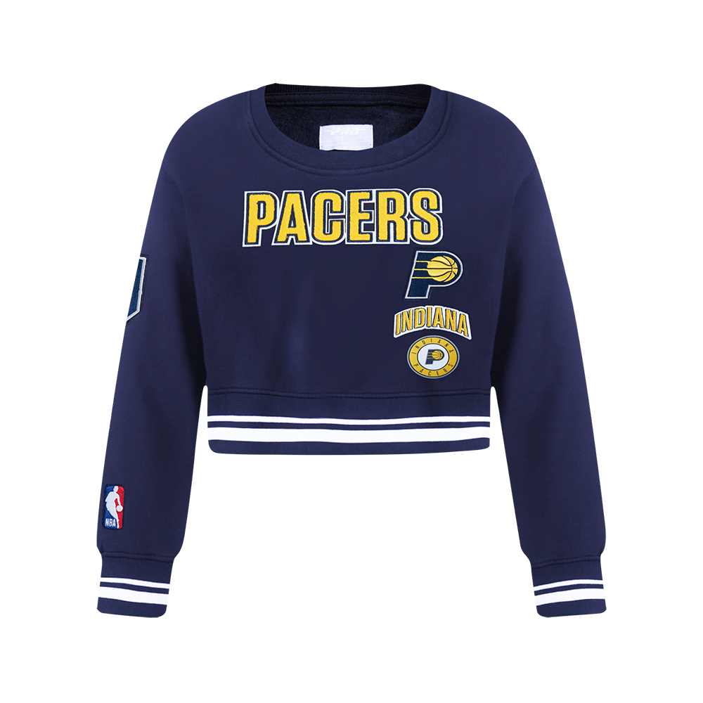NBA INDIANA PACERS RETRO CLASSIC BIG GIRL'S RIB FLC CREWNECK (MIDNIGHT NAVY)