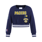 NBA INDIANA PACERS RETRO CLASSIC BIG GIRL'S RIB FLC CREWNECK (MIDNIGHT NAVY)