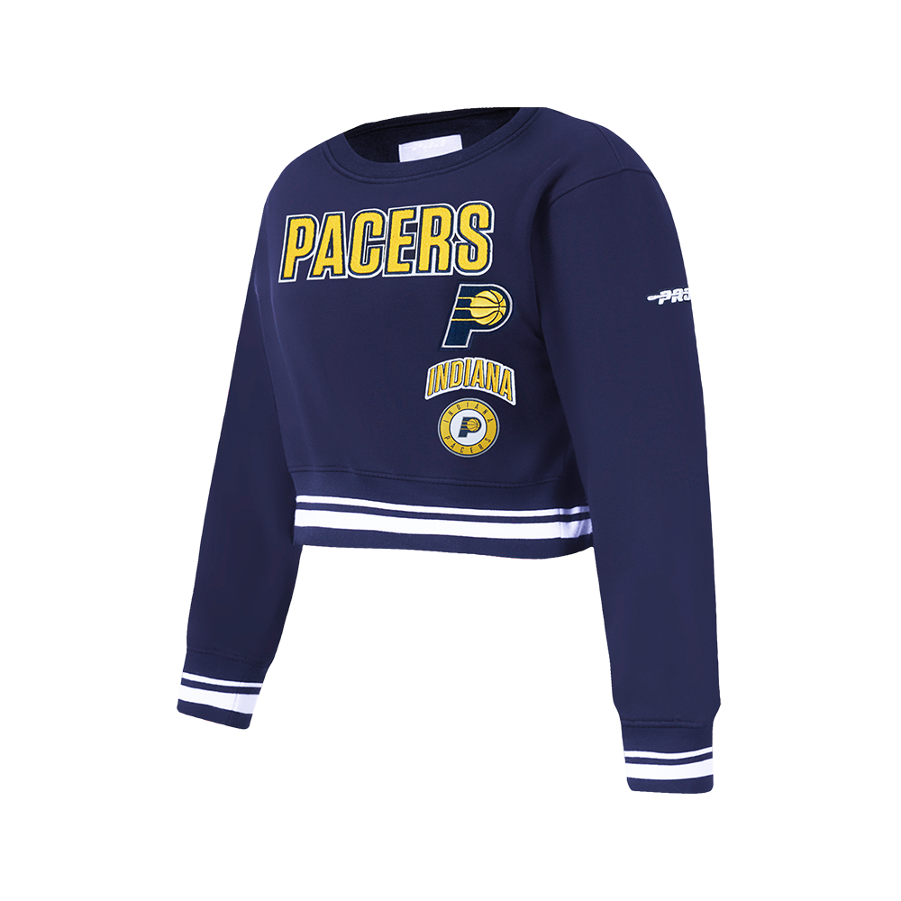 NBA INDIANA PACERS RETRO CLASSIC BIG GIRL'S RIB FLC CREWNECK (MIDNIGHT NAVY)