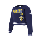 NBA INDIANA PACERS RETRO CLASSIC BIG GIRL'S RIB FLC CREWNECK (MIDNIGHT NAVY)