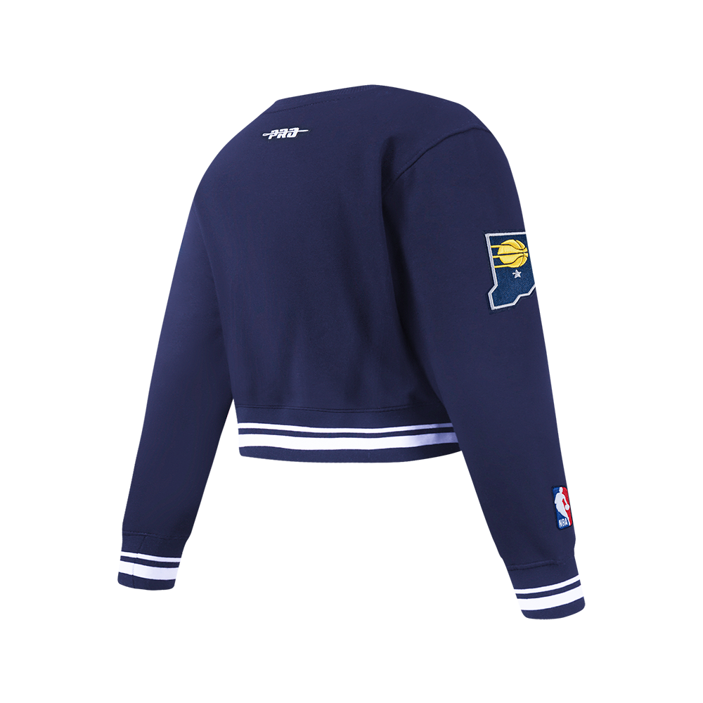 NBA INDIANA PACERS RETRO CLASSIC BIG GIRL'S RIB FLC CREWNECK (MIDNIGHT NAVY)