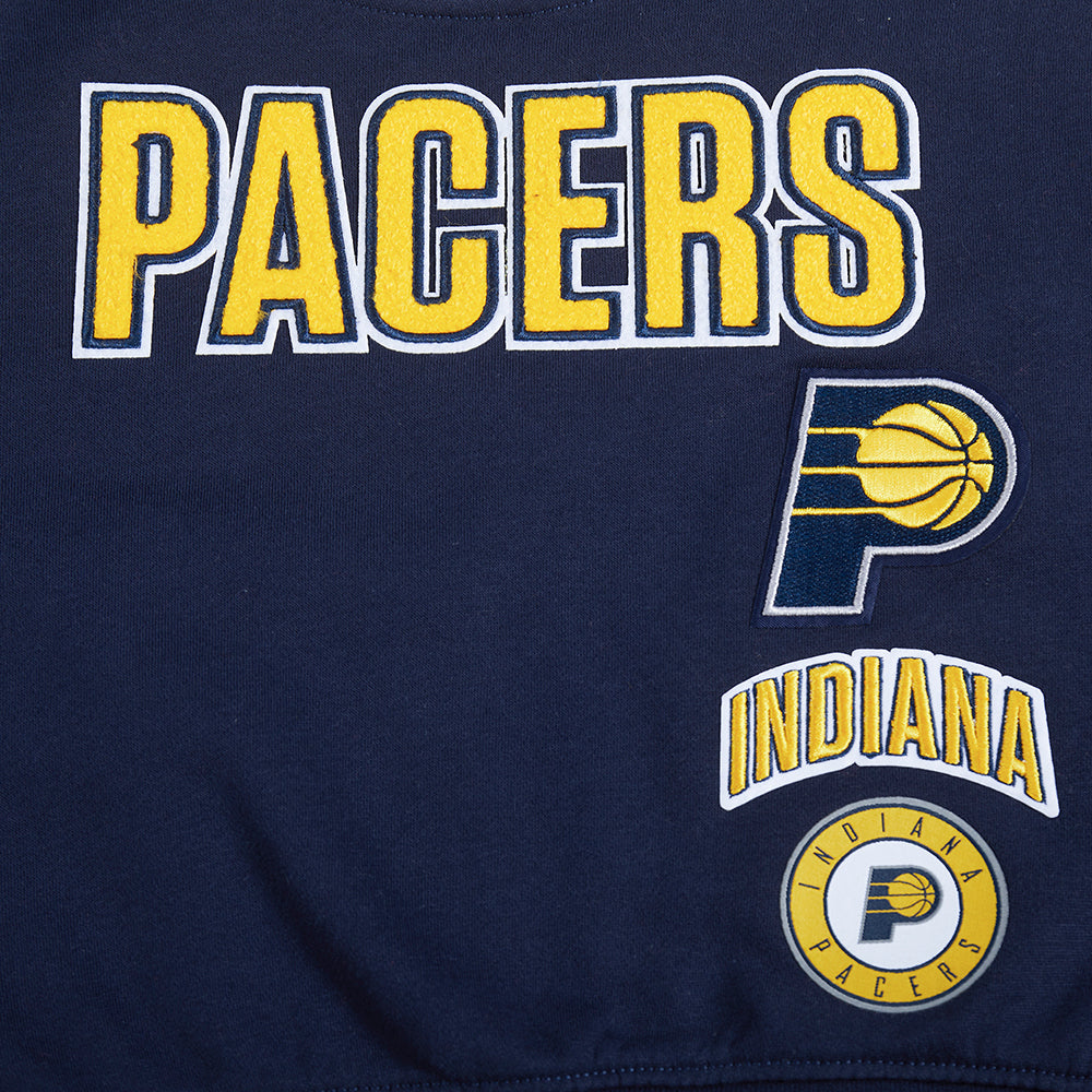 NBA INDIANA PACERS RETRO CLASSIC BIG GIRL'S RIB FLC CREWNECK (MIDNIGHT NAVY)