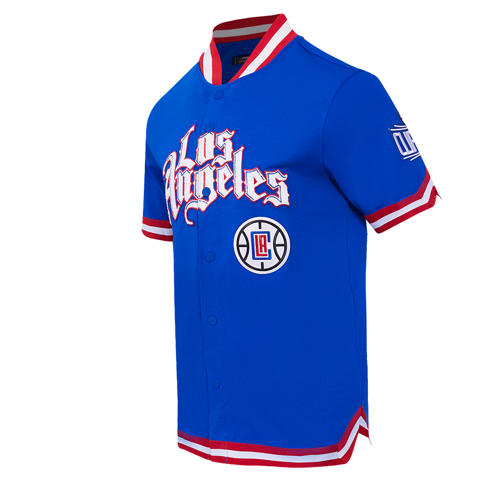 NBA LOS ANGELES CLIPPERS CLASSIC MEN'S PRO SS DOUBLE KNIT JACKET  (ROYAL BLUE/RED)