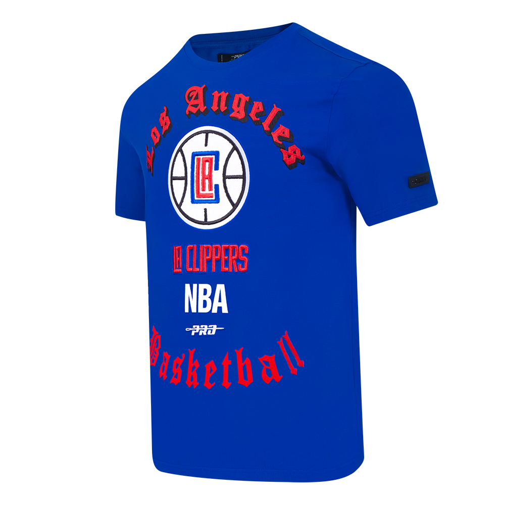 NBA LOS ANGELES CLIPPERS OLD ENGLISH MEN'S TEE (ROYAL BLUE)