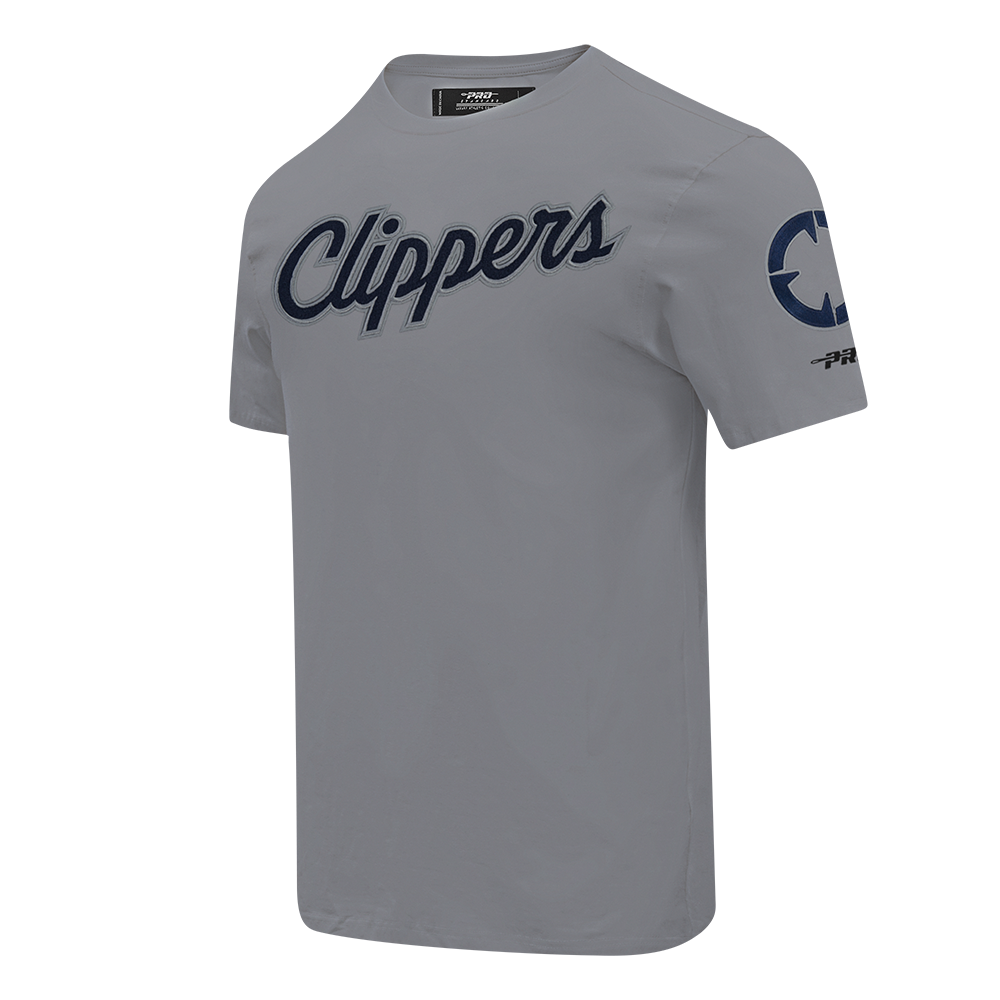 NBA LOS ANGELES CLIPPERS CLASSIC CHENILLE T-SHIRT EN JERSEY SIMPLE POUR HOMME (GRIS)