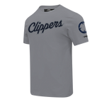 NBA LOS ANGELES CLIPPERS CLASSIC CHENILLE T-SHIRT EN JERSEY SIMPLE POUR HOMME (GRIS)