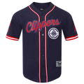 NBA LOS ANGELES CLIPPERS CLASSIC MESH CHEMISE BOUTONNÉE EN FILET POUR HOMME (MARINE MINUIT/ROUGE)