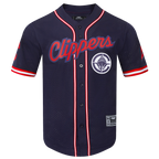 NBA LOS ANGELES CLIPPERS CLASSIC MESH CHEMISE BOUTONNÉE EN FILET POUR HOMME (MARINE MINUIT/ROUGE)