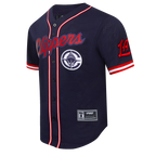 NBA LOS ANGELES CLIPPERS CLASSIC MESH CHEMISE BOUTONNÉE EN FILET POUR HOMME (MARINE MINUIT/ROUGE)
