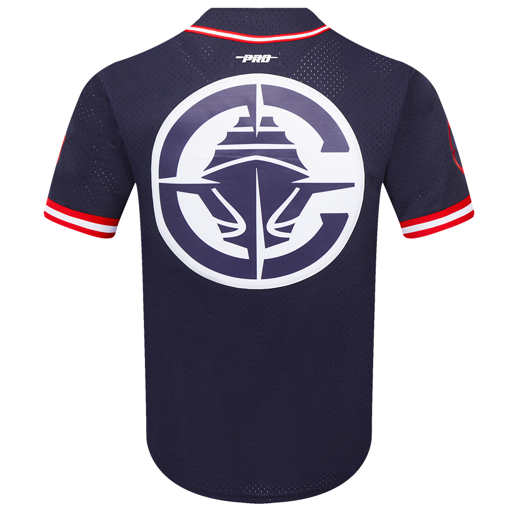 NBA LOS ANGELES CLIPPERS CLASSIC MESH CHEMISE BOUTONNÉE EN FILET POUR HOMME (MARINE MINUIT/ROUGE)