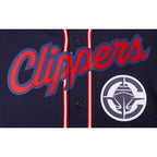 NBA LOS ANGELES CLIPPERS CLASSIC MESH CHEMISE BOUTONNÉE EN FILET POUR HOMME (MARINE MINUIT/ROUGE)