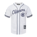 NBA LOS ANGELES CLIPPERS CLASSIC MESH CHEMISE BOUTONNÉE EN FILET POUR HOMME (BLANC/MARINE MINUIT)