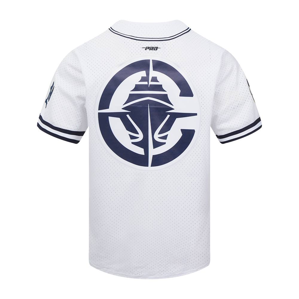 NBA LOS ANGELES CLIPPERS CLASSIC MESH CHEMISE BOUTONNÉE EN FILET POUR HOMME (BLANC/MARINE MINUIT)