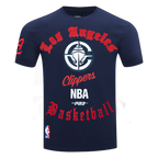 NBA LOS ANGELES CLIPPERS OLD ENGLISH T-SHIRT CLASSIQUE EN JERSEY SIMPLE POUR HOMME (MARINE MINUIT)