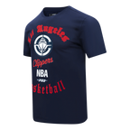 NBA LOS ANGELES CLIPPERS OLD ENGLISH T-SHIRT CLASSIQUE EN JERSEY SIMPLE POUR HOMME (MARINE MINUIT)