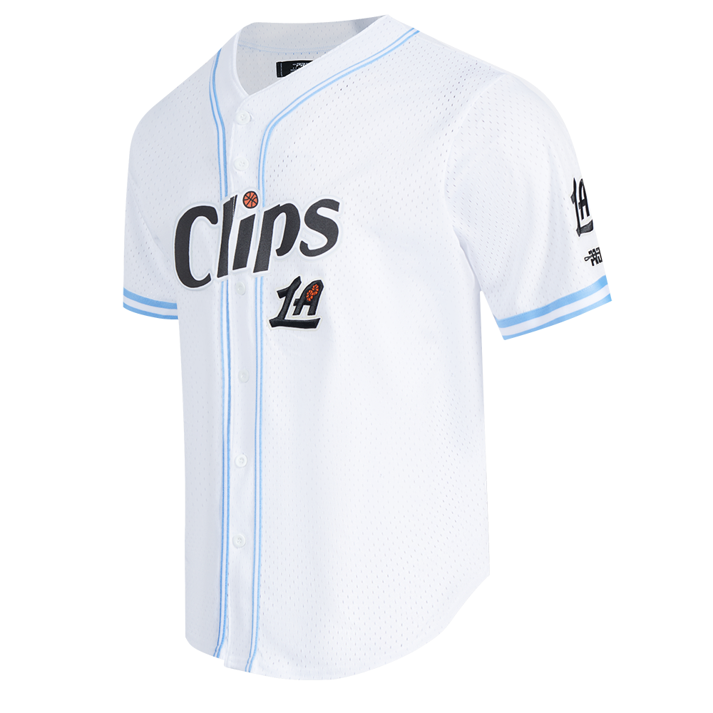 NBA LOS ANGELES CLIPPERS CITY EDITION 24-25 MEN'S MESH BUTTON DOWN S (WHITE/UNIVERSITY BLUE)