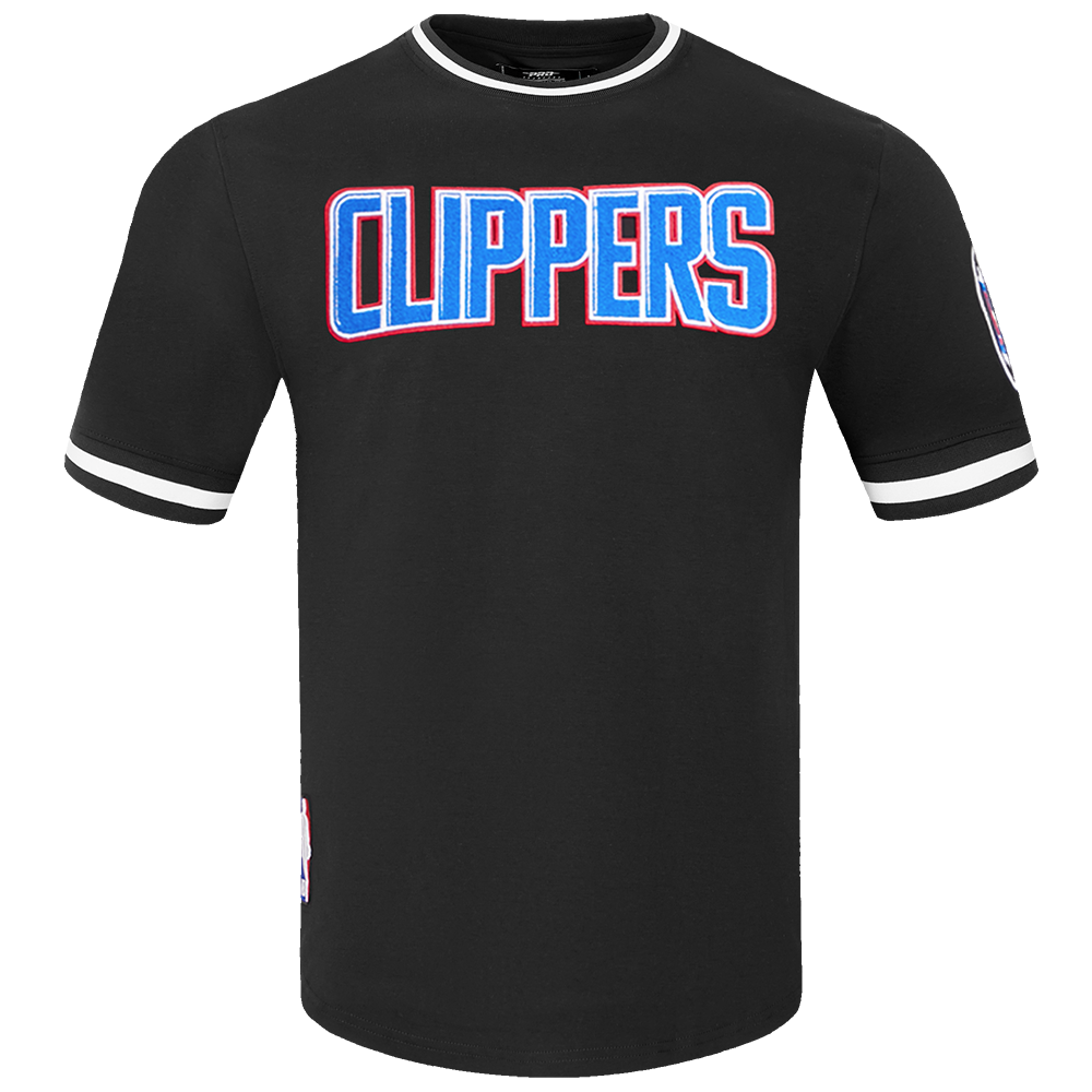 NBA LOS ANGELES CLIPPERS CLASSIC CHENILLE MEN'S DOUBLE KNIT TEE (BLACK)