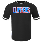 NBA LOS ANGELES CLIPPERS CLASSIC CHENILLE MEN'S DOUBLE KNIT TEE (BLACK)