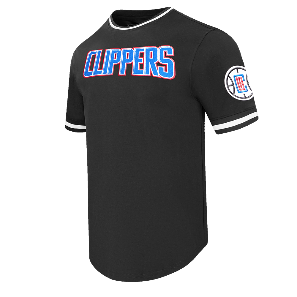 NBA LOS ANGELES CLIPPERS CLASSIC CHENILLE MEN'S DOUBLE KNIT TEE (BLACK)