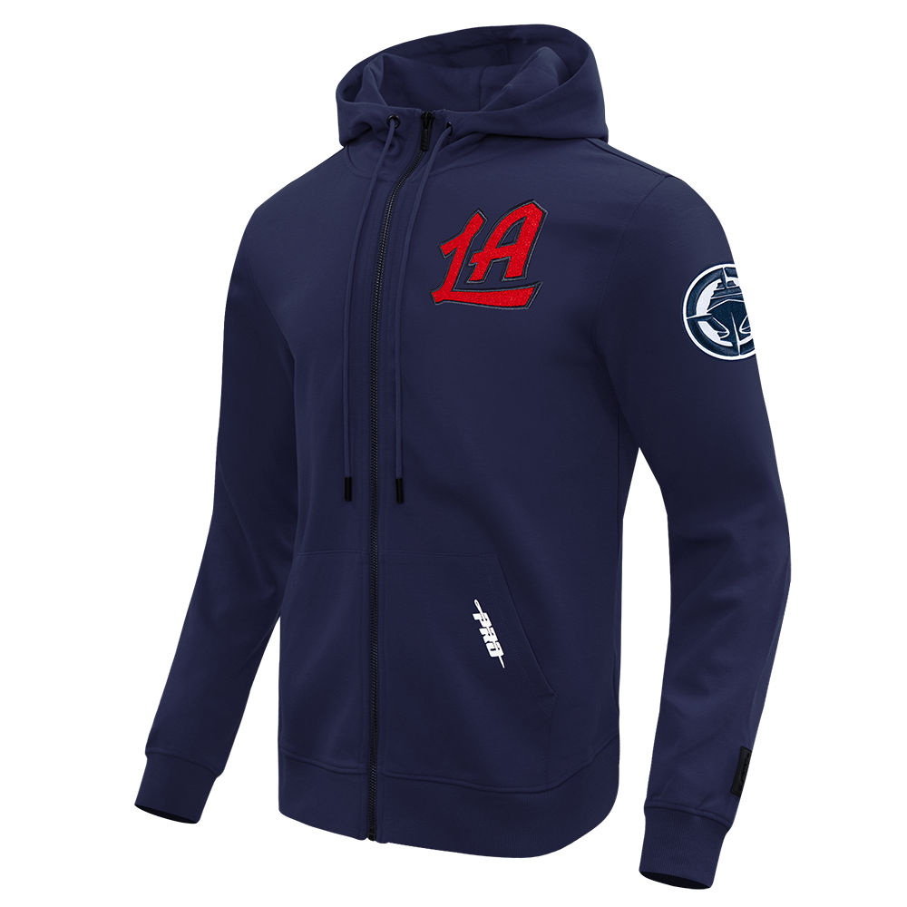 NBA LOS ANGELES CLIPPERS CLASSIC CHENILLE MEN'S DK FULL ZIP PULLOVER HOODIE (MIDNIGHT NAVY)