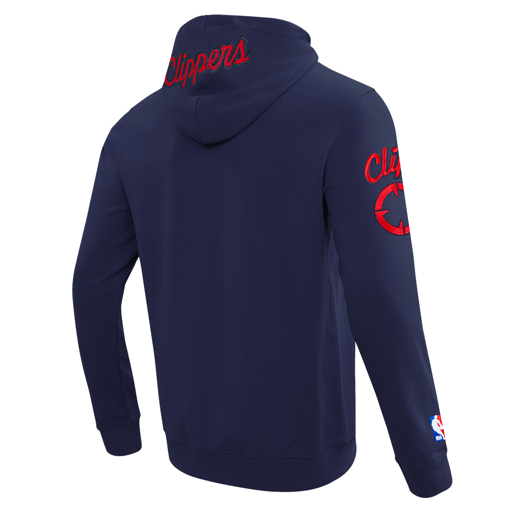 NBA LOS ANGELES CLIPPERS CLASSIC CHENILLE MEN'S DK FULL ZIP PULLOVER HOODIE (MIDNIGHT NAVY)