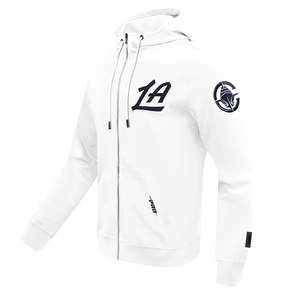 NBA LOS ANGELES CLIPPERS CLASSIC CHENILLE MEN'S DOUBLE KNIT FULL ZIP PULLOVER HOODIE\ (WHITE)