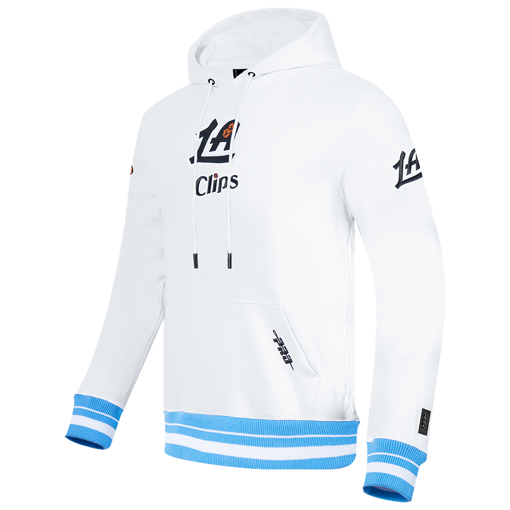 NBA LOS ANGELES CLIPPERS CITY EDITION 24-25 MEN'S RIB FLEECE PULLOVER HOODIE (WHITE/UNIVERSITY BLUE)