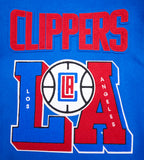 NBA LOS ANGELES CLIPPERS MASH UP BLOUSON COLLÉGIAL EN LAINE À BORDS CÔTELÉS POUR HOMME (BLEU ROYAL/ROUGE)