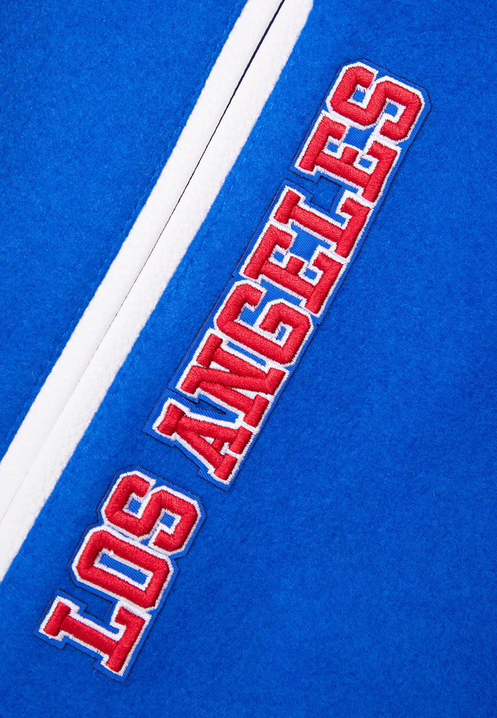 NBA LOS ANGELES CLIPPERS MASH UP BLOUSON COLLÉGIAL EN LAINE À BORDS CÔTELÉS POUR HOMME (BLEU ROYAL/ROUGE)