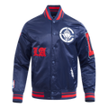 NBA LOS ANGELES CLIPPERS CLASSIC OLD ENGLISH MEN'S RIB SATIN JACKET (MIDNIGHT NAVY/RED/MIDNIGHT NAVY)