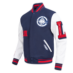 NBA LOS ANGELES CLIPPERS OLD ENGLISH MEN'S VARSITY JACKET (MIDNIGHT NAVY/RED/MIDNIGHT NAVY)