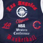 NBA LOS ANGELES CLIPPERS OLD ENGLISH MEN'S VARSITY JACKET (MIDNIGHT NAVY/RED/MIDNIGHT NAVY)