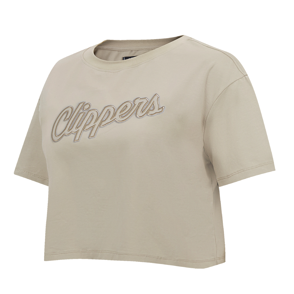 NBA LOS ANGELES CLIPPERS NEUTRAL SINGLE JERSEY BOXY TEE (TAUPE)