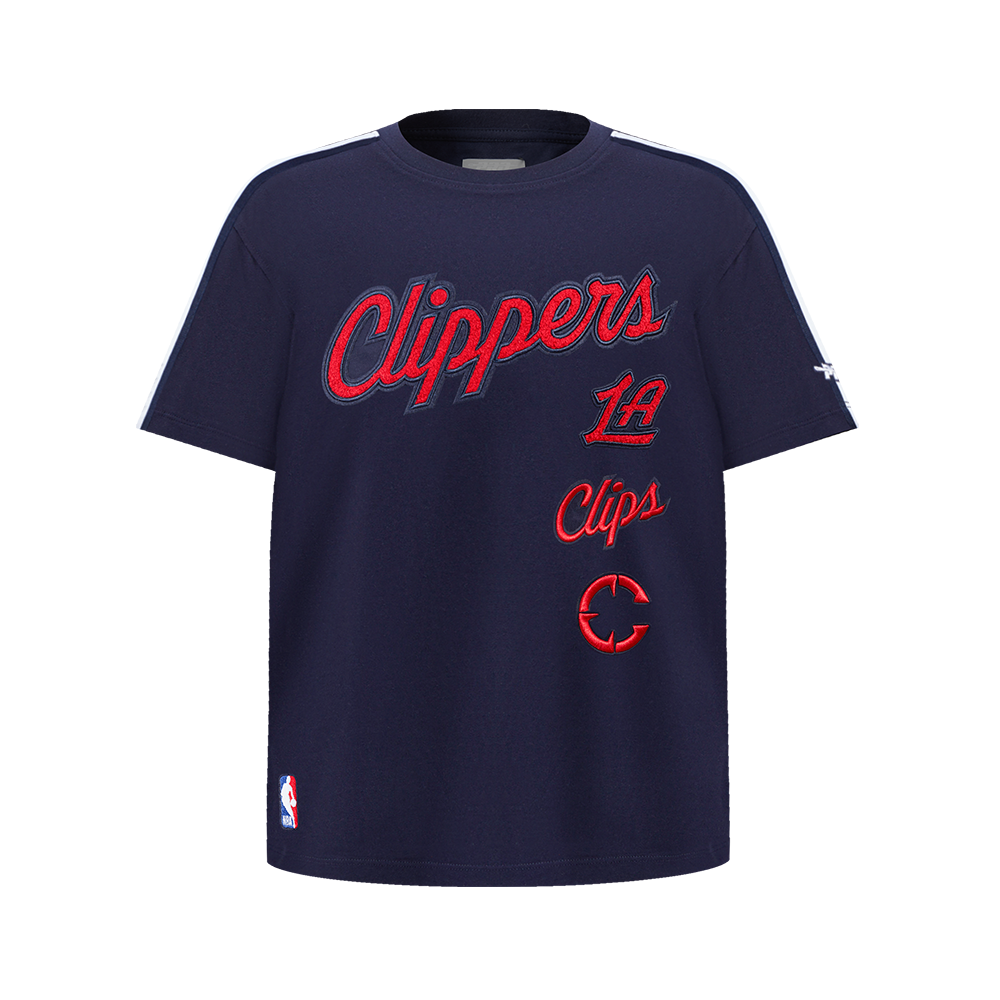 NBA LOS ANGELES CLIPPERS RETRO CLASSIC SINGLE JERSEY BIG BOY'S SINGLE JERSEY TAPING TEE (MIDNIGHT NAVY)