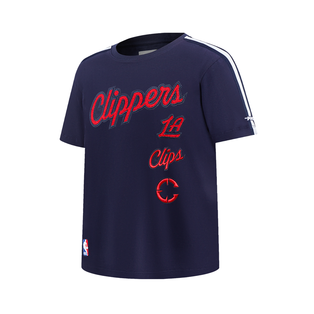 NBA LOS ANGELES CLIPPERS RETRO CLASSIC SINGLE JERSEY BIG BOYS SINGLE JERSEY TAPING TEE (MIDNIGHT NAVY)