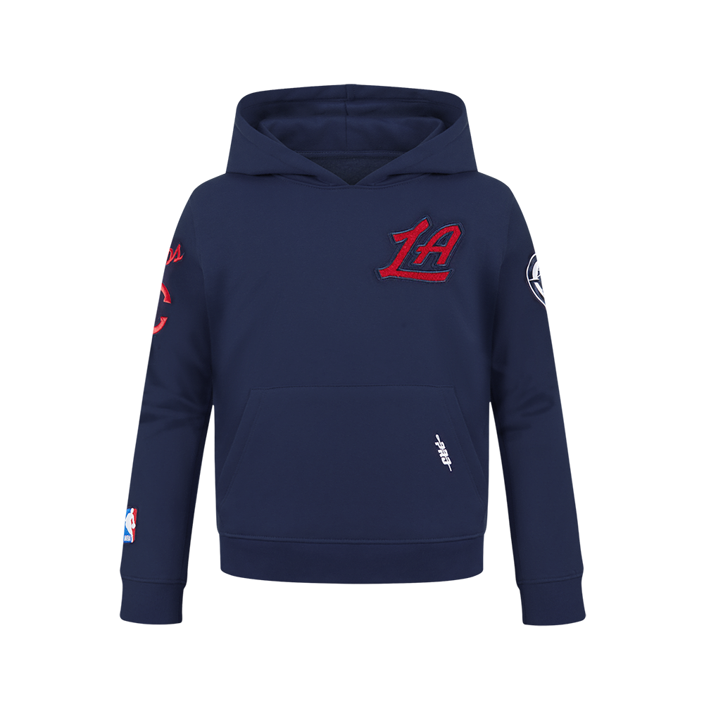 NBA LOS ANGELES CLIPPERS CLASSIC BIG BOY'S FLEECE PULLOVER HOODIE (MIDNIGHT NAVY)