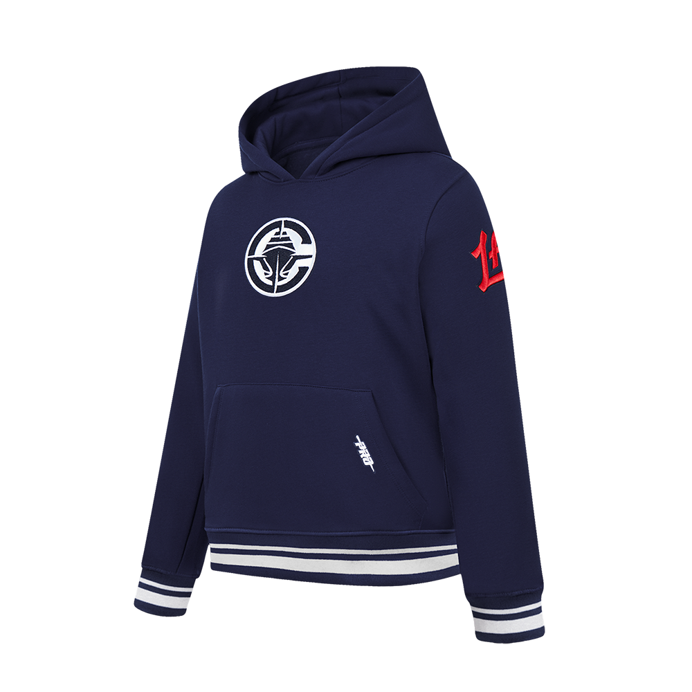 NBA LOS ANGELES CLIPPERS RETRO CLASSIC BIG BOY'S RIB FLEECE PULLOVER HOODIE (MIDNIGHT NAVY)