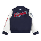 NBA LOS ANGELES CLIPPERS CLASSIC BLOUSON COLLÉGIAL EN LAINE POUR GARÇON JUNIOR (MARINE MINUIT/BLANC)