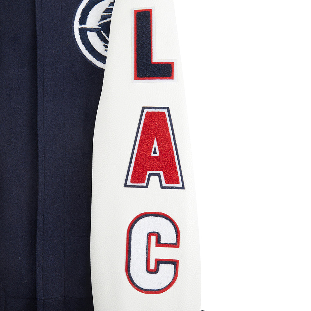 NBA LOS ANGELES CLIPPERS CLASSIC BLOUSON COLLÉGIAL EN LAINE POUR GARÇON JUNIOR (MARINE MINUIT/BLANC)