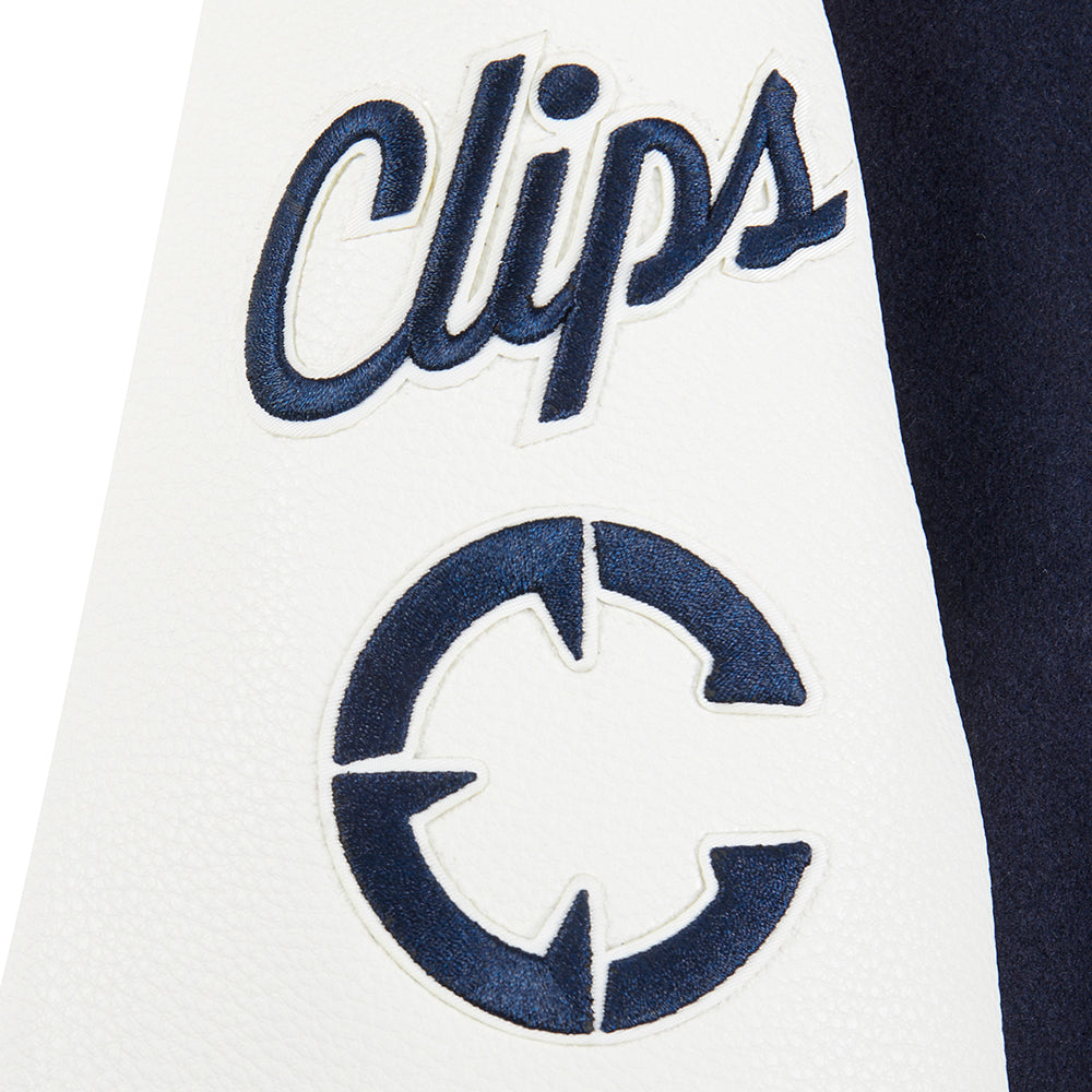 NBA LOS ANGELES CLIPPERS CLASSIC BLOUSON COLLÉGIAL EN LAINE POUR GARÇON JUNIOR (MARINE MINUIT/BLANC)