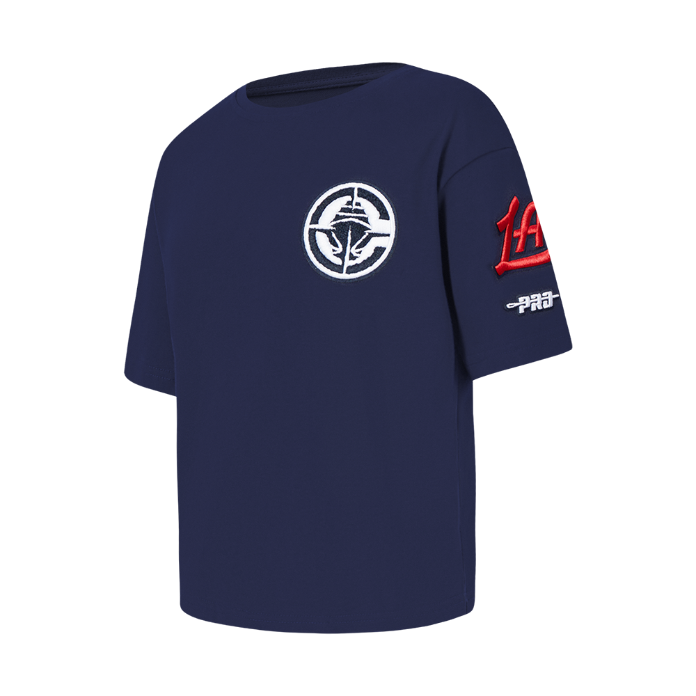 NBA LOS ANGELES CLIPPERS CLASSIC BIG GIRLS SHORT SLEEVE BOXY TEE (MIDNIGHT NAVY)