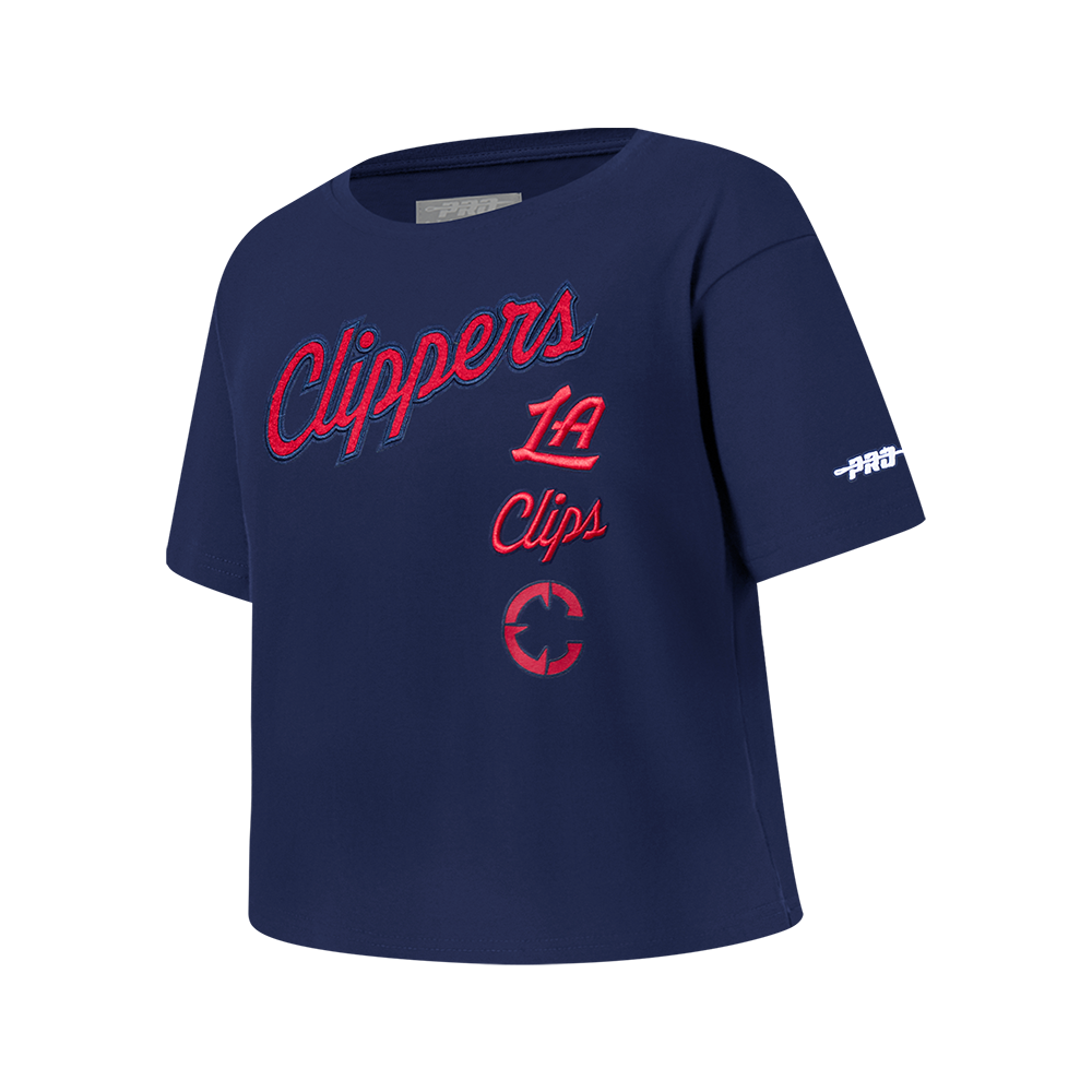 NBA LOS ANGELES CLIPPERS RETRO CLASSIC BIG GIRLS SHORT SLEEVE BOXY TEE (MIDNIGHT NAVY)