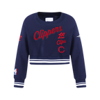 NBA LOS ANGELES CLIPPERS RETRO CLASSIC CHANDAIL À COL ROND EN MOLLETON CÔTELÉ POUR FILLE JUNIOR (MARINE MINUIT)