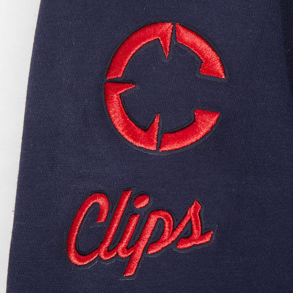 NBA LOS ANGELES CLIPPERS RETRO CLASSIC BIG GIRL'S RIB FLC PO HOODIE (MIDNIGHT NAVY)