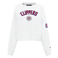 NBA LOS ANGELES CLIPPERS CLASSIC WOMEN'S FLEECE CREWNECK (WHITE)