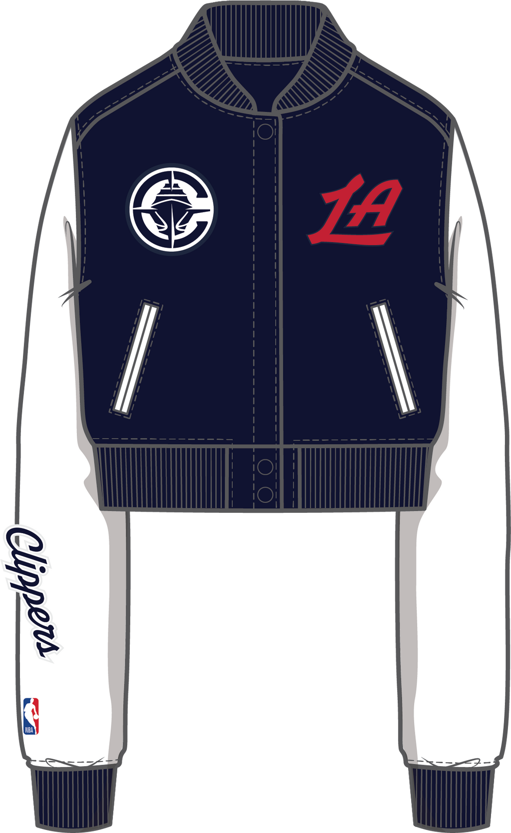 NBA LOS ANGELES CLIPPERS CLASSIC WOMEN'S WOOL VARSITY JACKET (MIDNIGHT NAVY/WHITE)