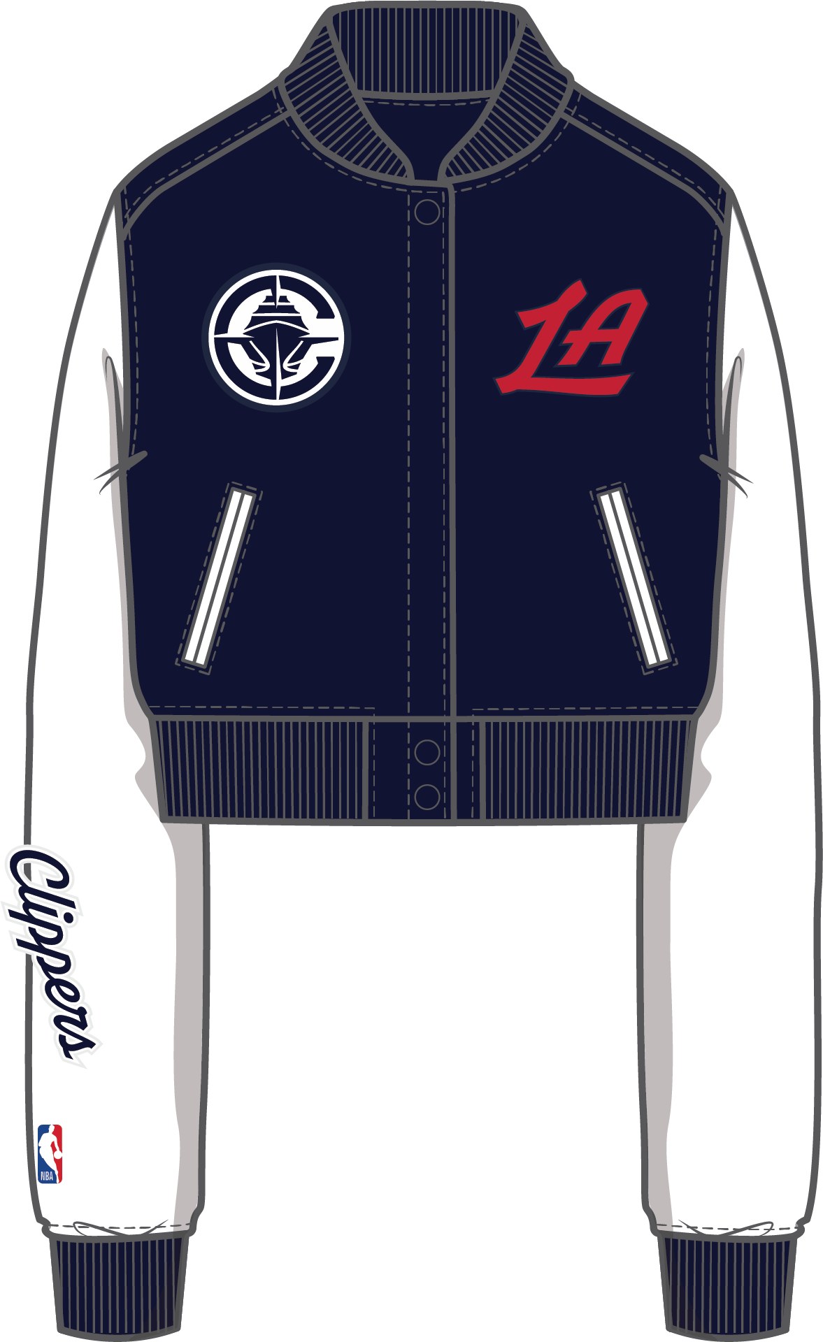 NBA LOS ANGELES CLIPPERS CLASSIC WOMEN'S WOOL VARSITY JACKET (MIDNIGHT NAVY/WHITE)