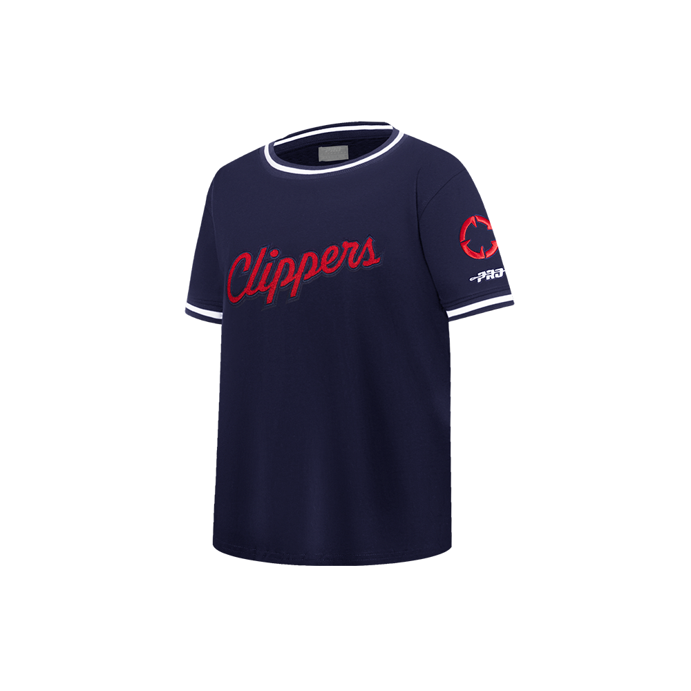NBA LOS ANGELES CLIPPERS CLASSIC LITTLE BOYS SHORT SLEEVE STRIPED RIB TEE (MIDNIGHT NAVY)