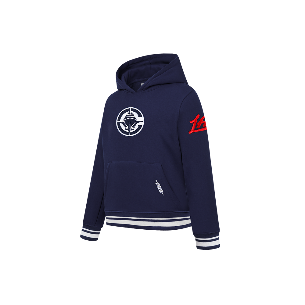 NBA LOS ANGELES CLIPPERS RETRO CLASSIC LITTLE BOYS RIB FLEECE PULLOVER HOODIE (MIDNIGHT NAVY)