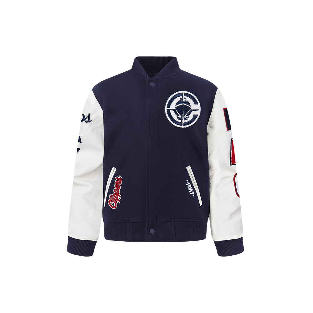NBA LOS ANGELES CLIPPERS CLASSIC BLOUSON COLLÉGIAL EN LAINE POUR GARÇON ENFANT (MARINE MINUIT/BLANC)